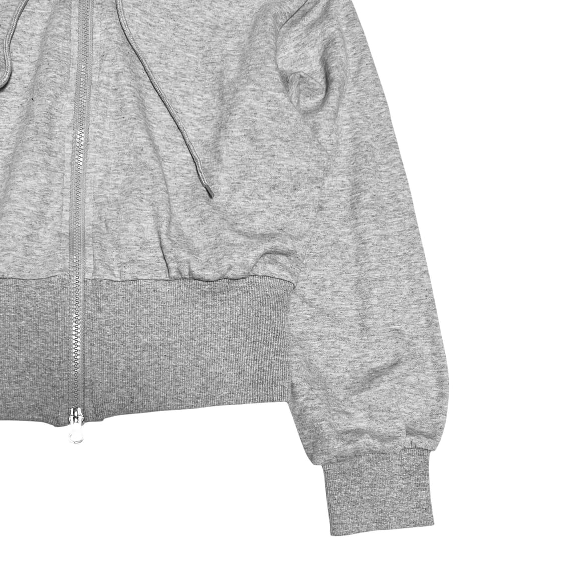 Ribbed cropped hooded zip-up_Gray 상품이미지4