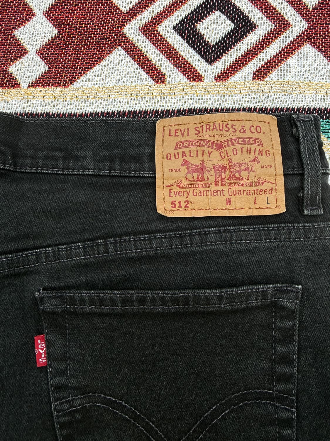 리바이스 512 흑청 36/32 지퍼플라이 상품이미지1