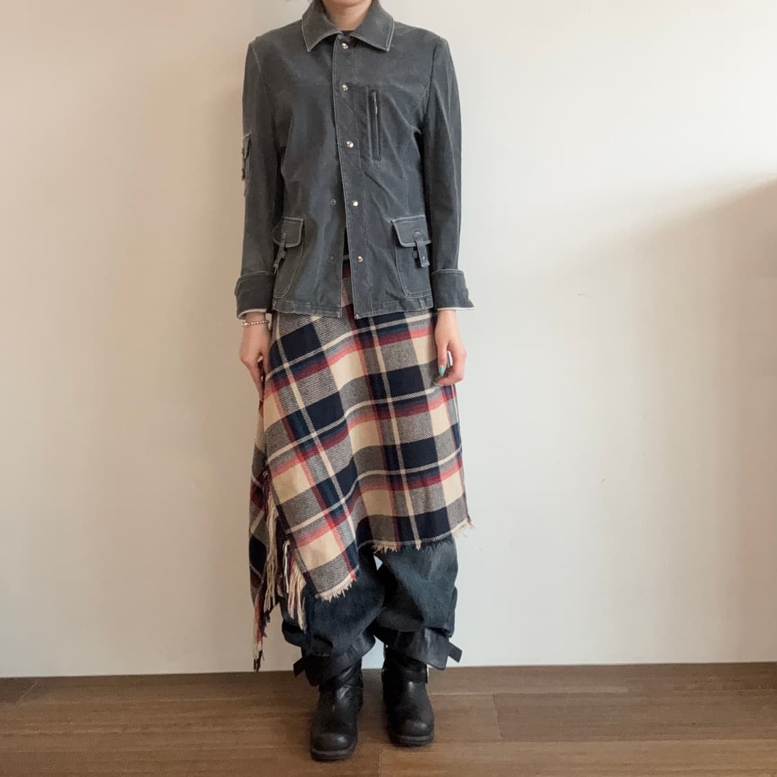 Checkered Scarf Skirt 상품이미지2