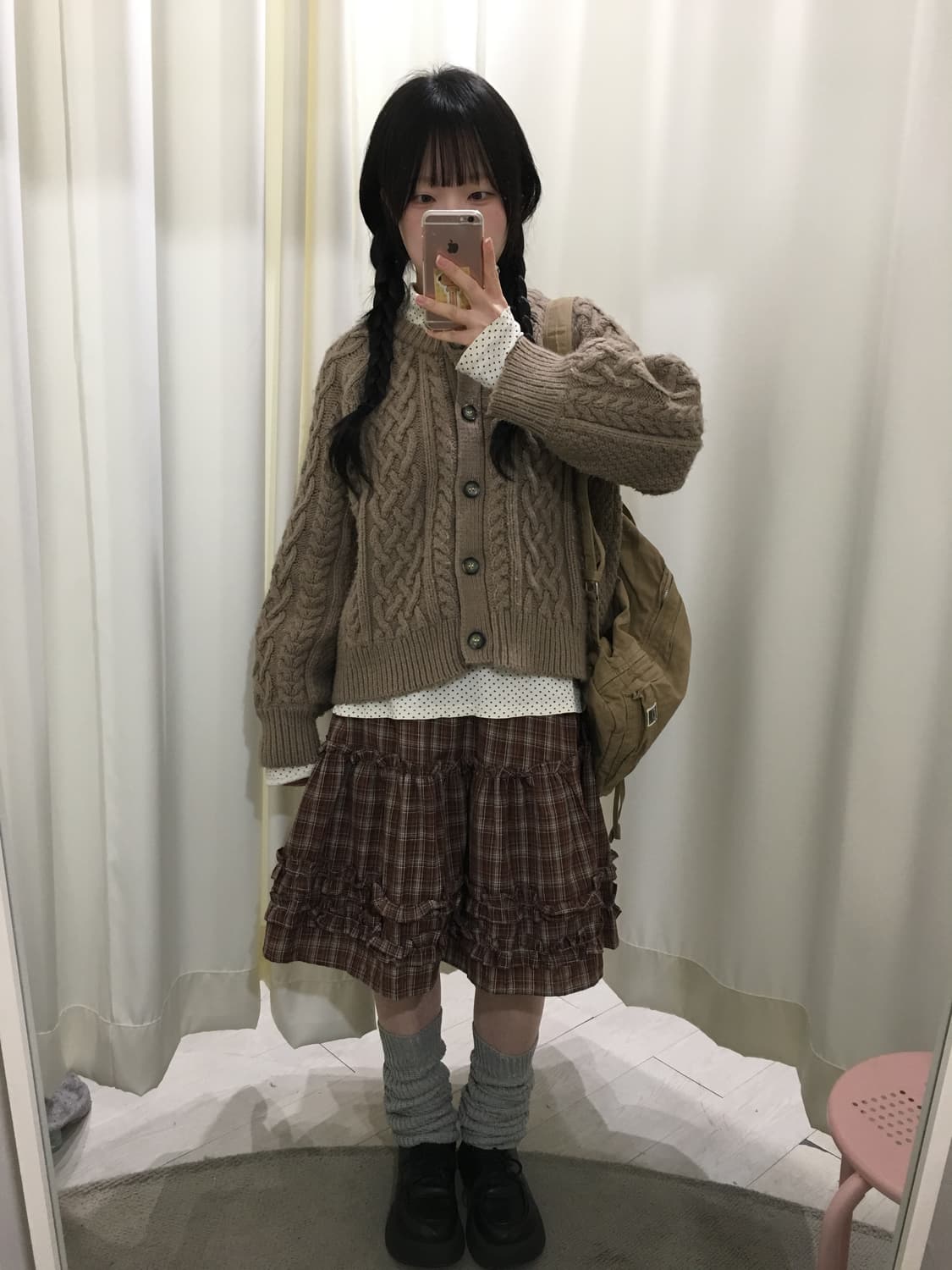 도트이너 + 꽈배기 폭닥 가디건 세트 상품이미지2