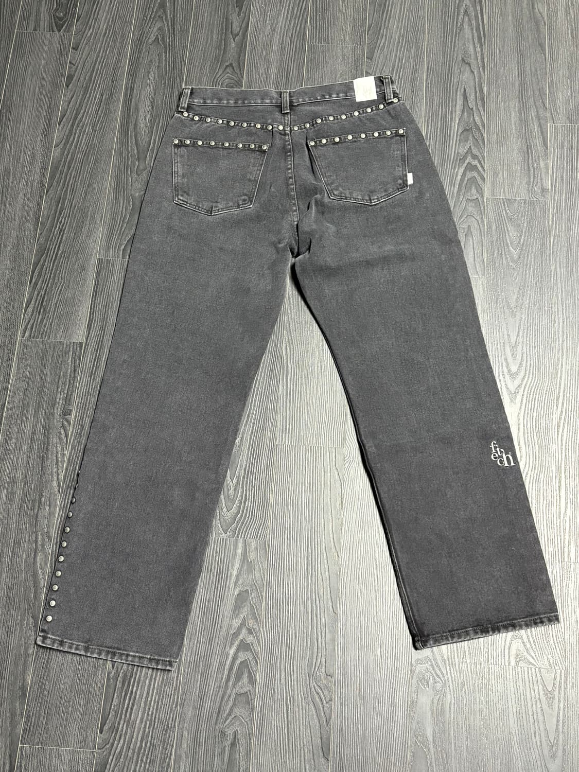 (M) 페치선데이 스터드 스트레이트 데님 팬츠 그레이 상품이미지2