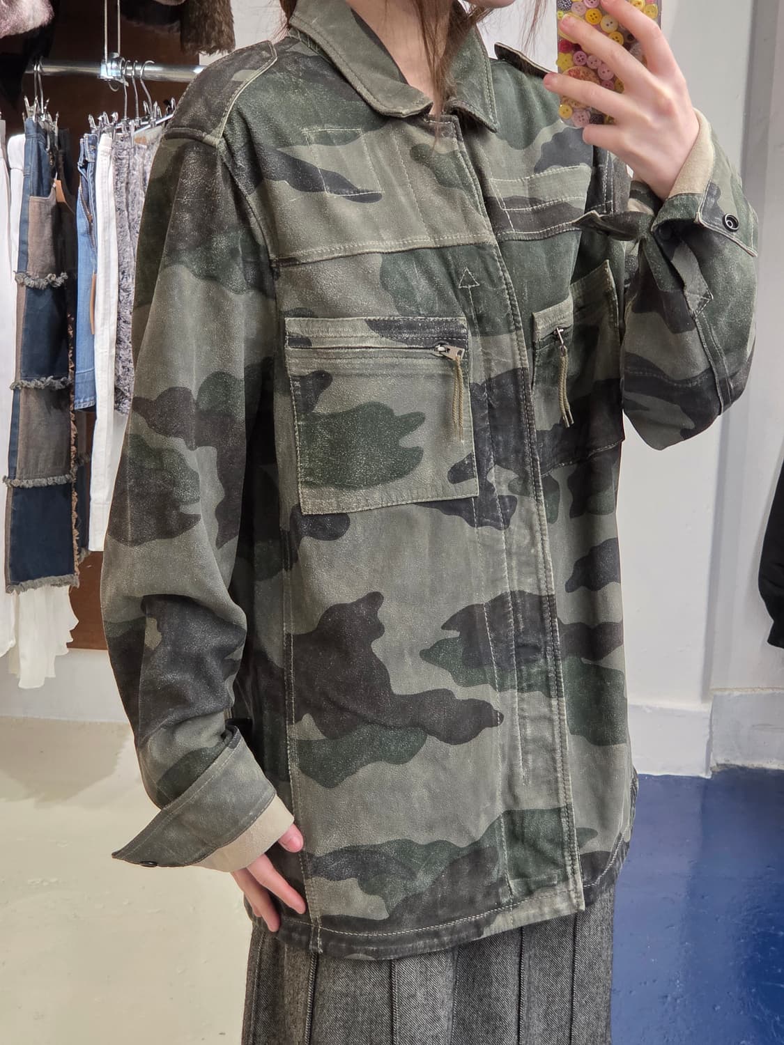 All saints 올세인츠 염소가죽 카모 레더자켓 상품이미지4