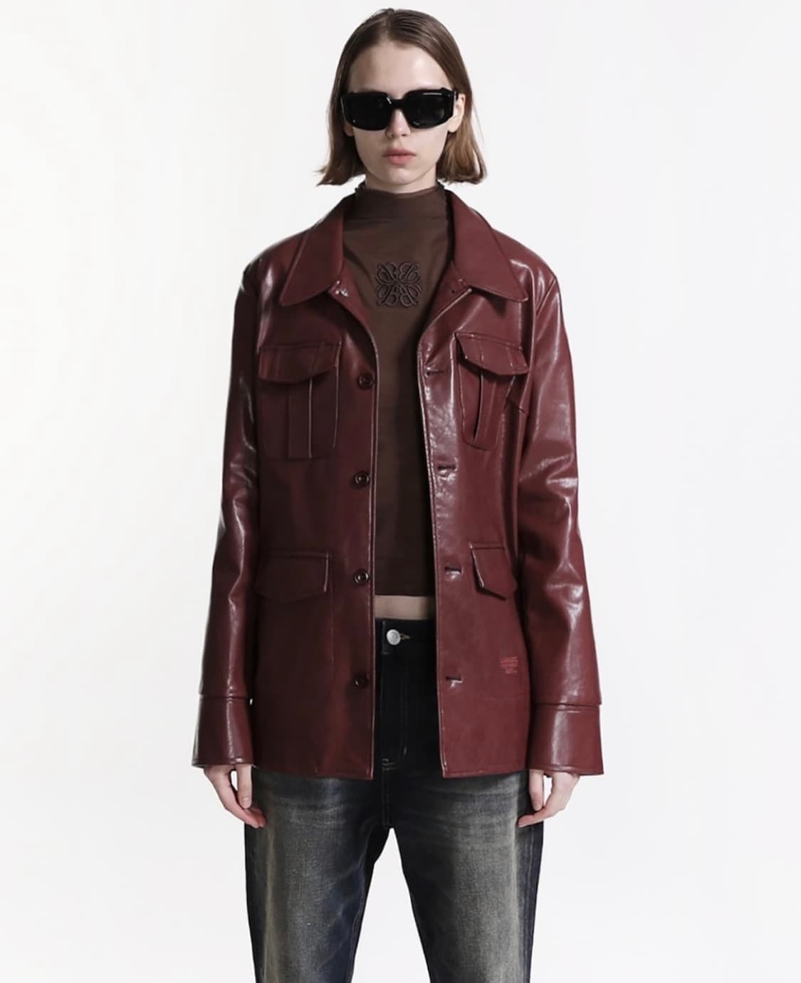 배드블러드 70s 레더자켓 버건디 상품이미지3