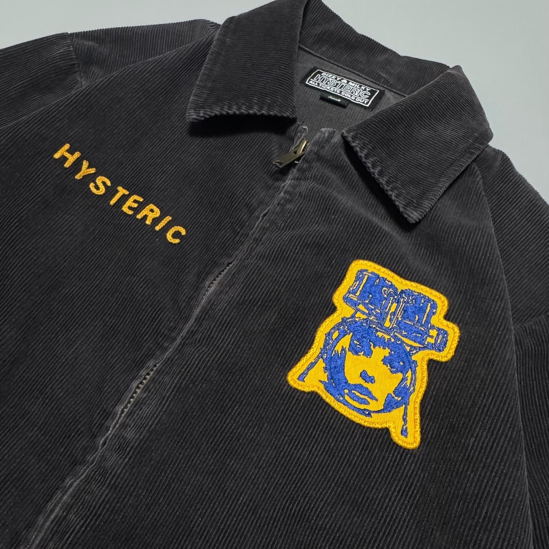 히스테릭글래머 차콜그레이컬러 자수 패치 칼리지 코듀로이 자켓  상품이미지4