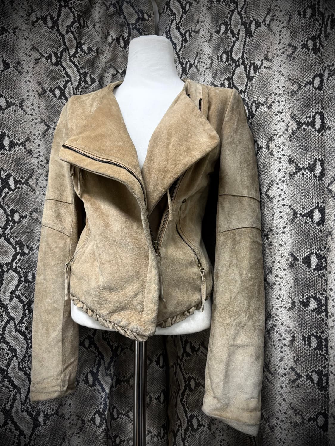 [Y2K] Bomber-Fit Draped Beige PorkSkin N 상품이미지8