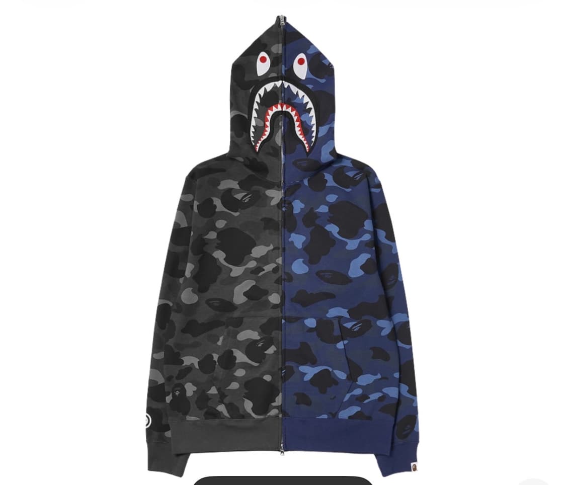 베이프 컬러 카모 세퍼레이트 샤크 풀 집 후드집업 상품이미지1