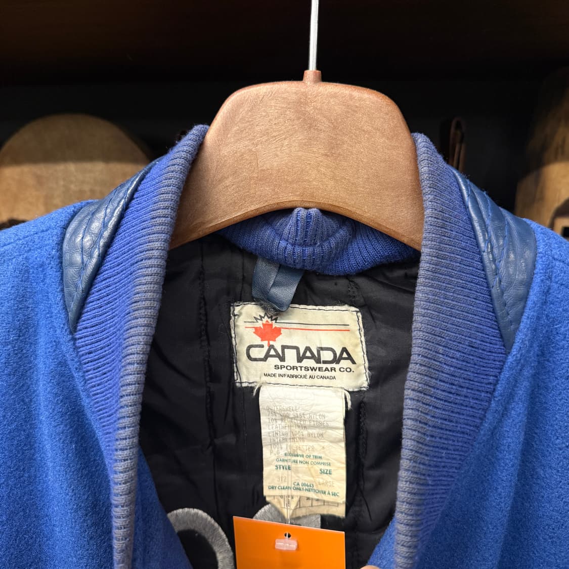 80~90s 캐나다 스포츠웨어 레더 트림 울바시티 자켓 N853   상품이미지8