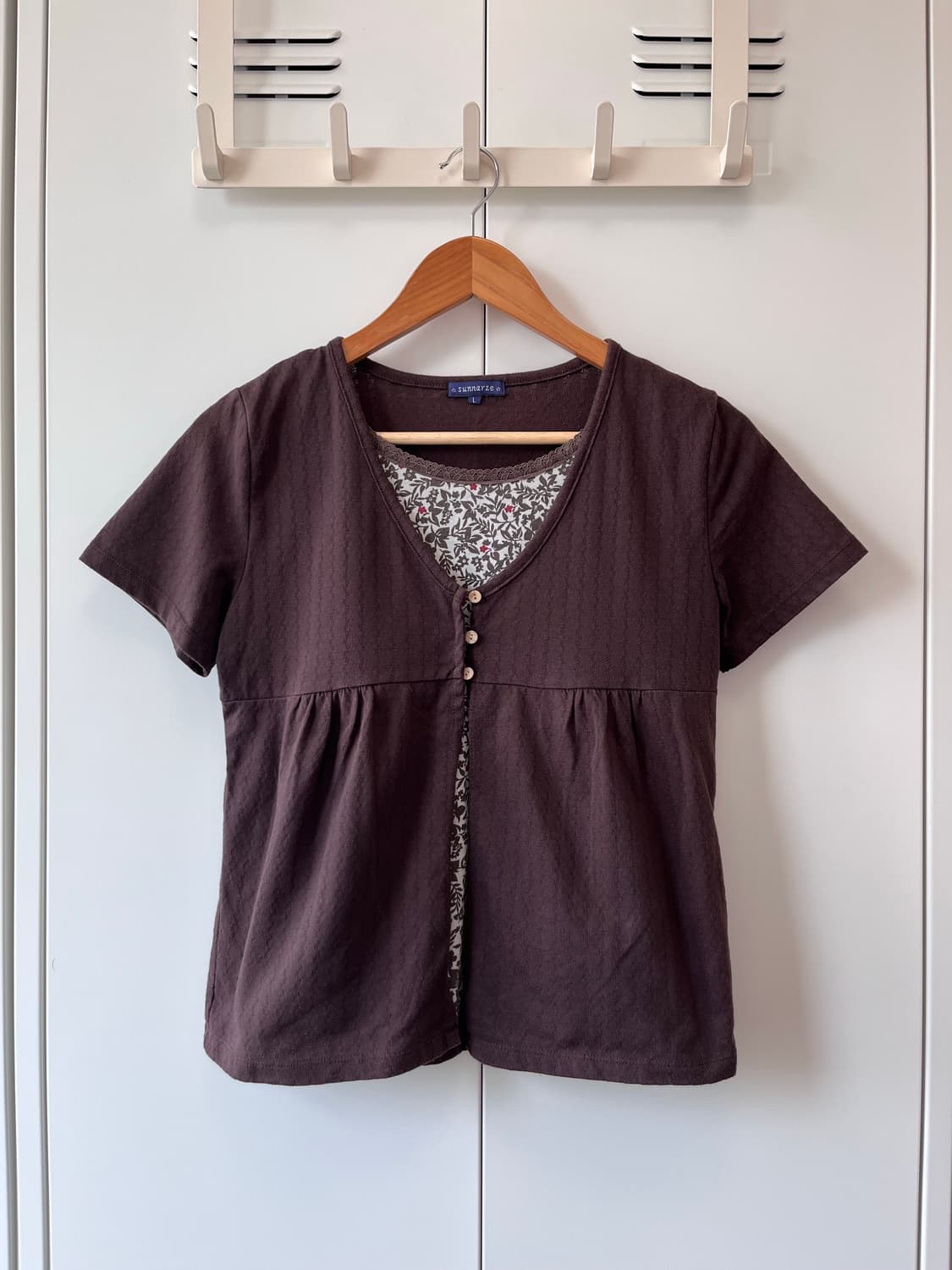 Sunnayze 바선생 레이어드 브라운 잔꽃 반팔 상품이미지3