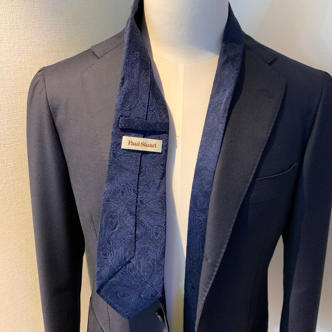 폴스튜어트 페이즐리 명품넥타이 100실크 네이비컬러 클래식정장 상품이미지2