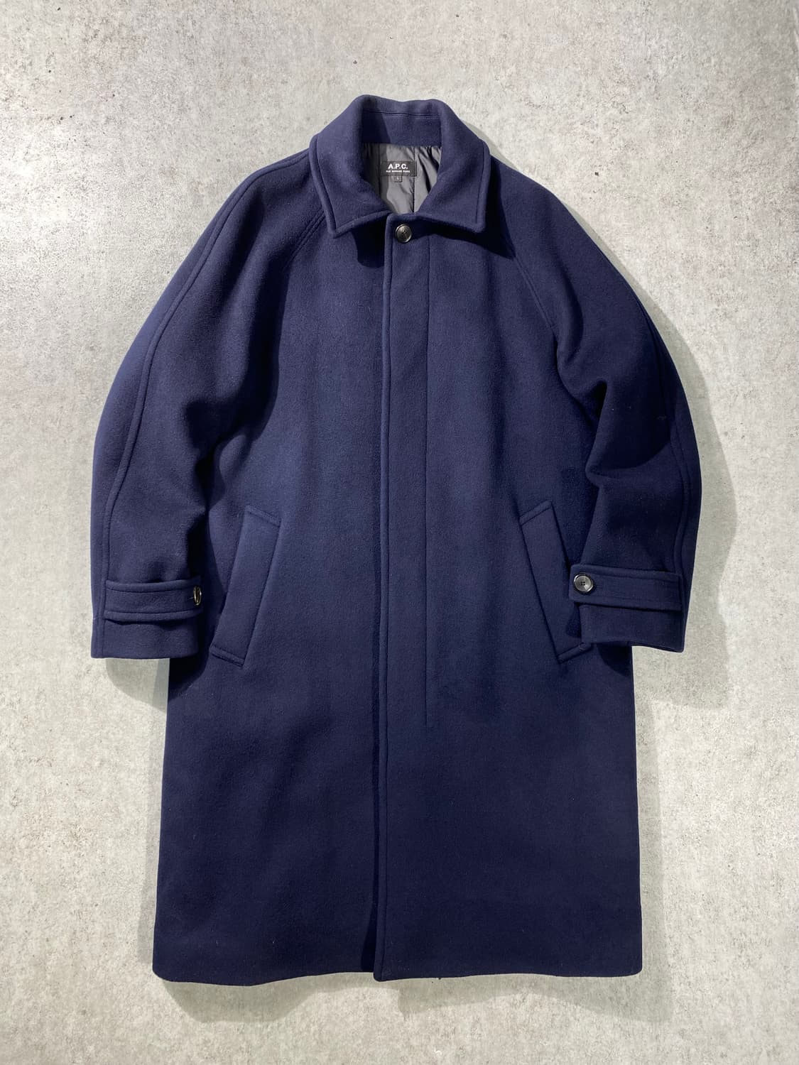 [L] A.P.C 아페쎄 네이비 울 발마칸 코트 상품이미지1