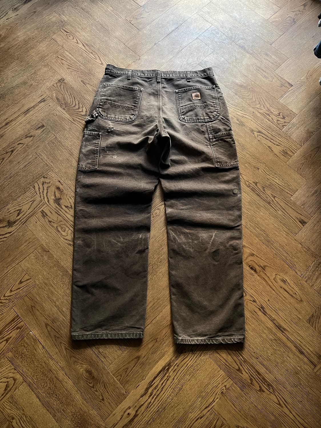 [36]칼하트 USA 하드 페이딩 다크브라운 더블니 워크 팬츠 상품이미지8