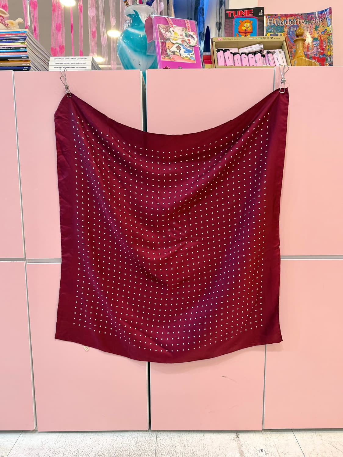 빈티지 버건디 도트 스카프 상품이미지4