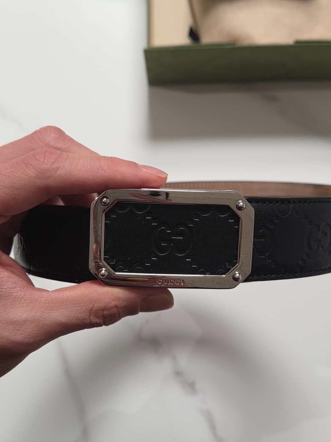 [정품] 구찌 시그니처 벨트 블랙 상품이미지3
