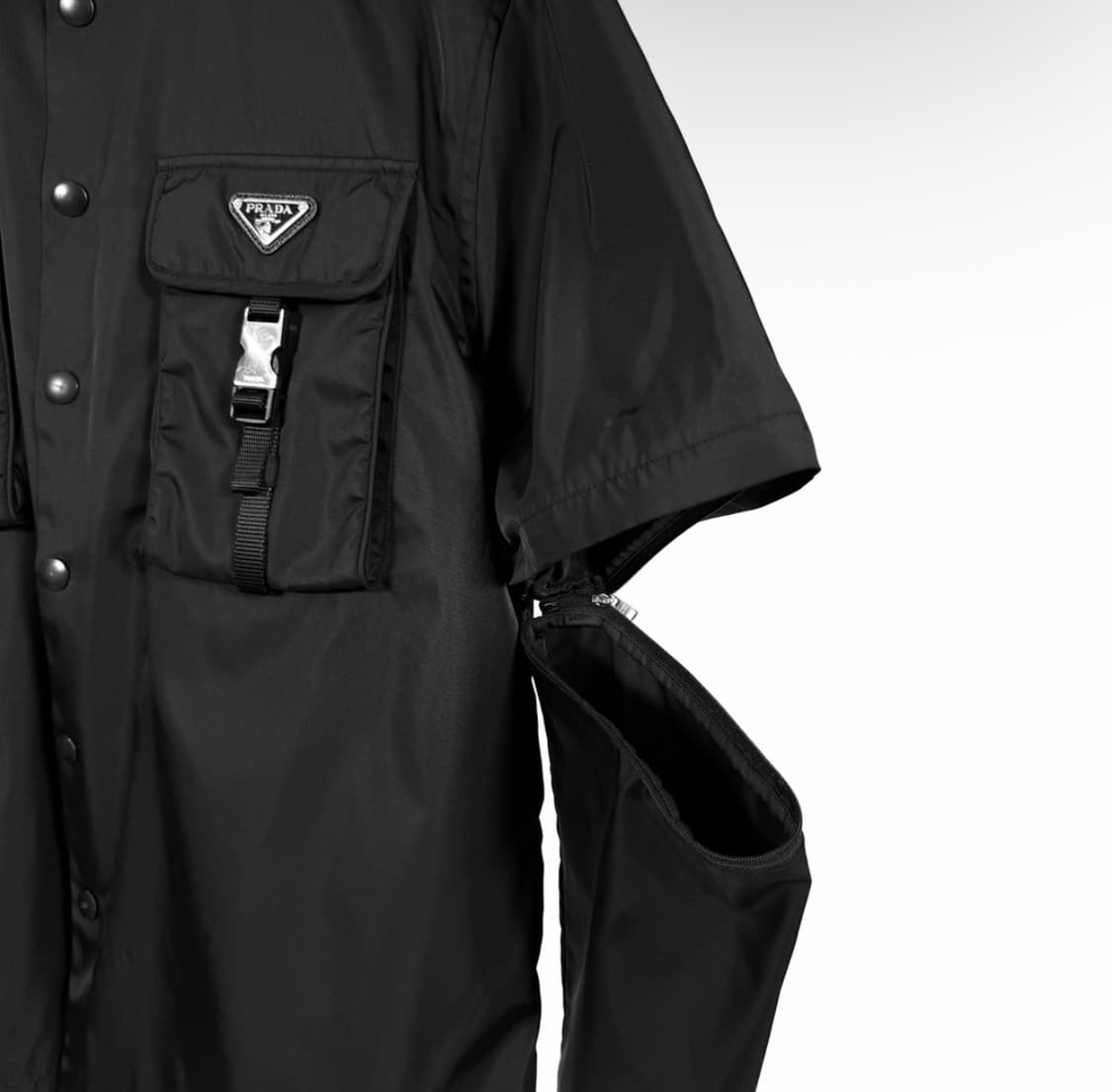[XL] 프라다 남성 삼각로고 리나일론 버클 분리 변형 셔츠 자켓 블랙 상품이미지8