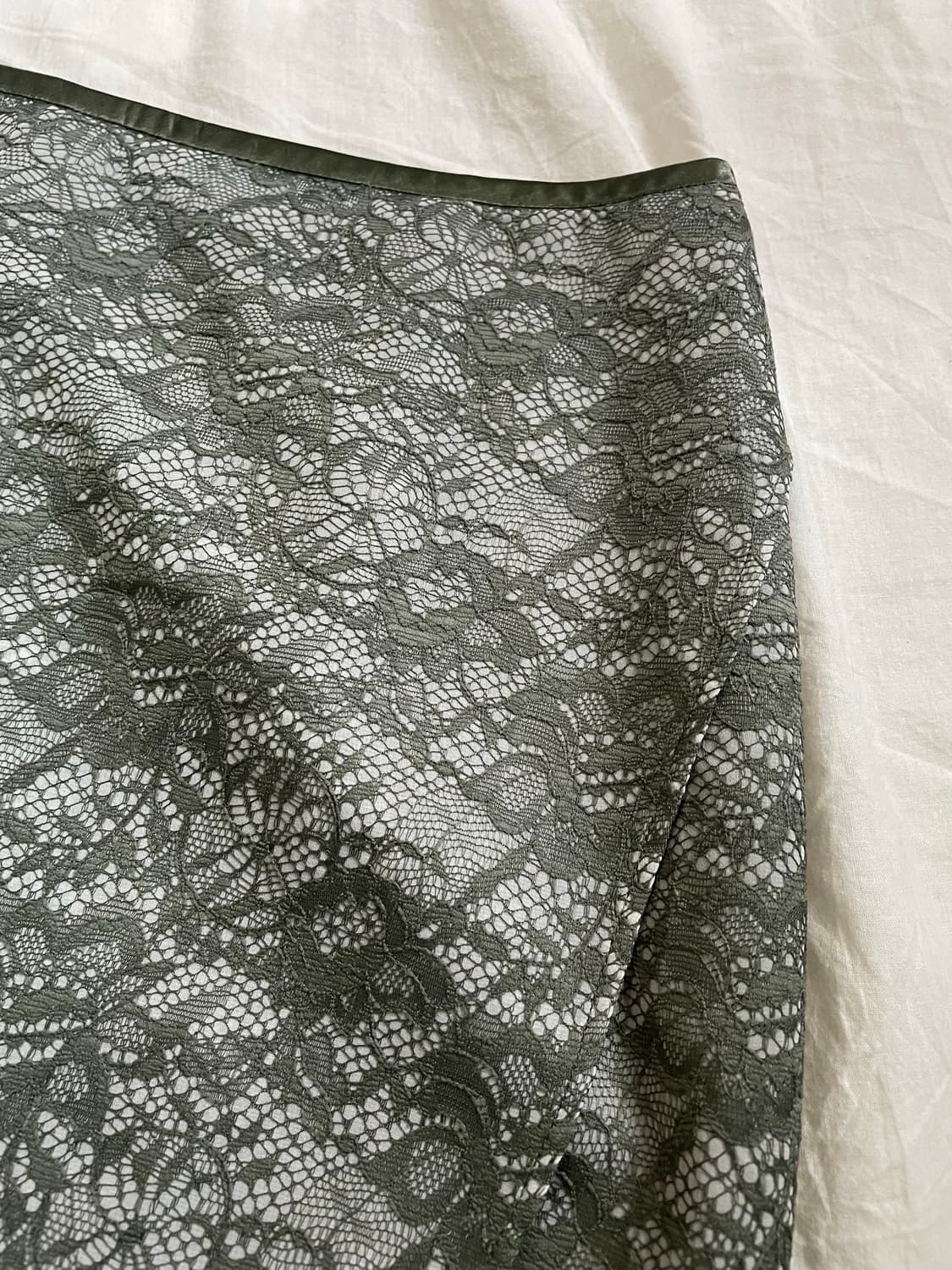 빈티지 카키 레이스 미디 스커트  상품이미지2