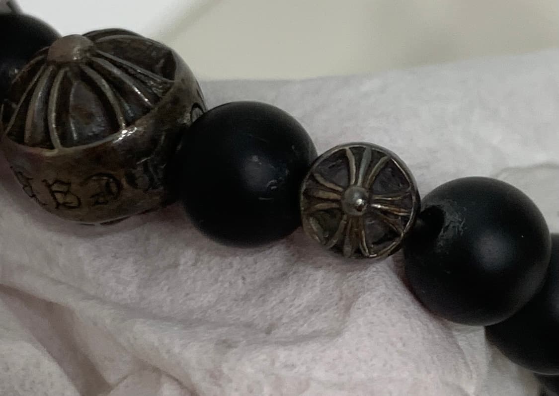 [8mm]크롬하츠 3볼 비즈 팔찌 블랙 실버 상품이미지8