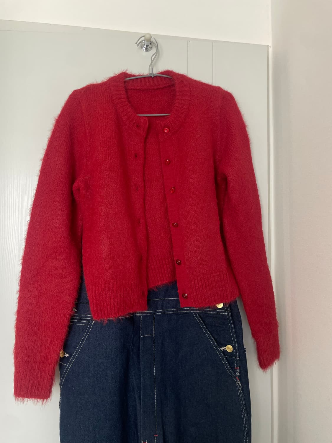 레드 퍼 가디건  상품이미지1