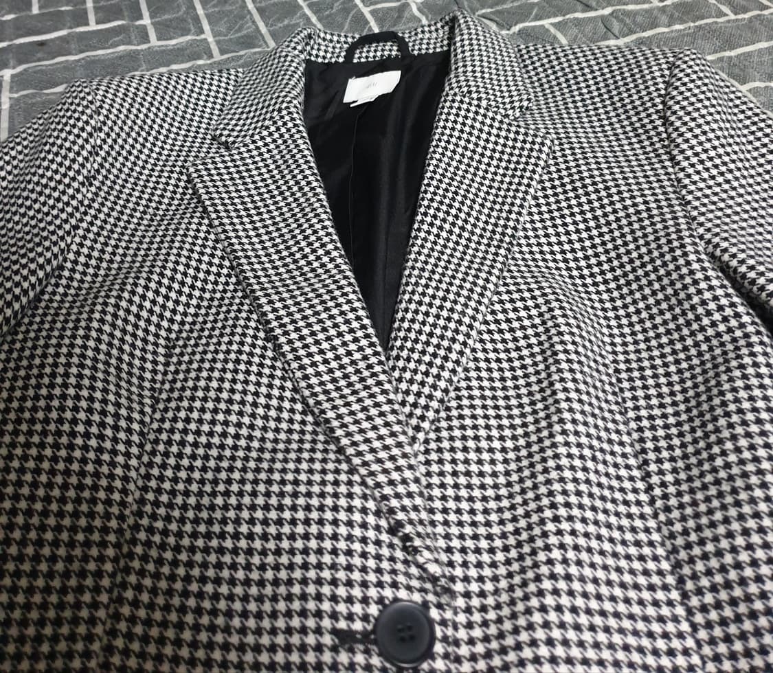 H&M 깅엄 쉘 비스코스 혼방 싱글버튼 블레이저 (S) 상품이미지2