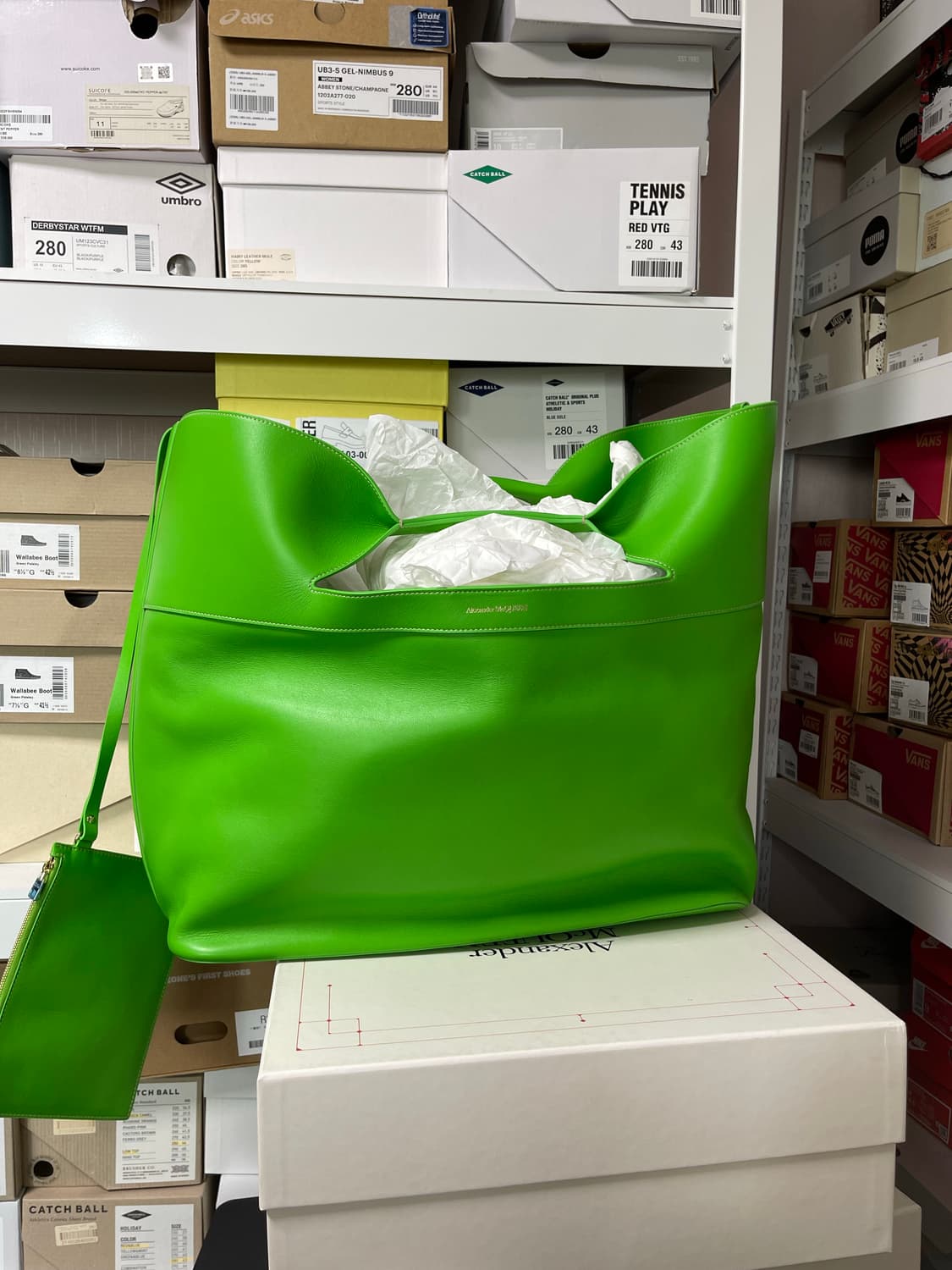 알렉산더맥퀸 그린 레더 토트백 + 파우치 상품이미지1