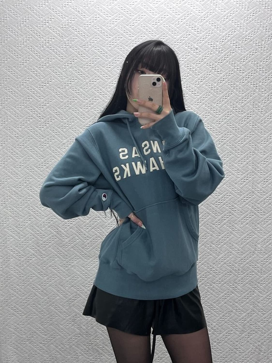 챔피온 빈티지 리버스위브 캔자스 제이호크 후드티 S C08975 상품이미지1