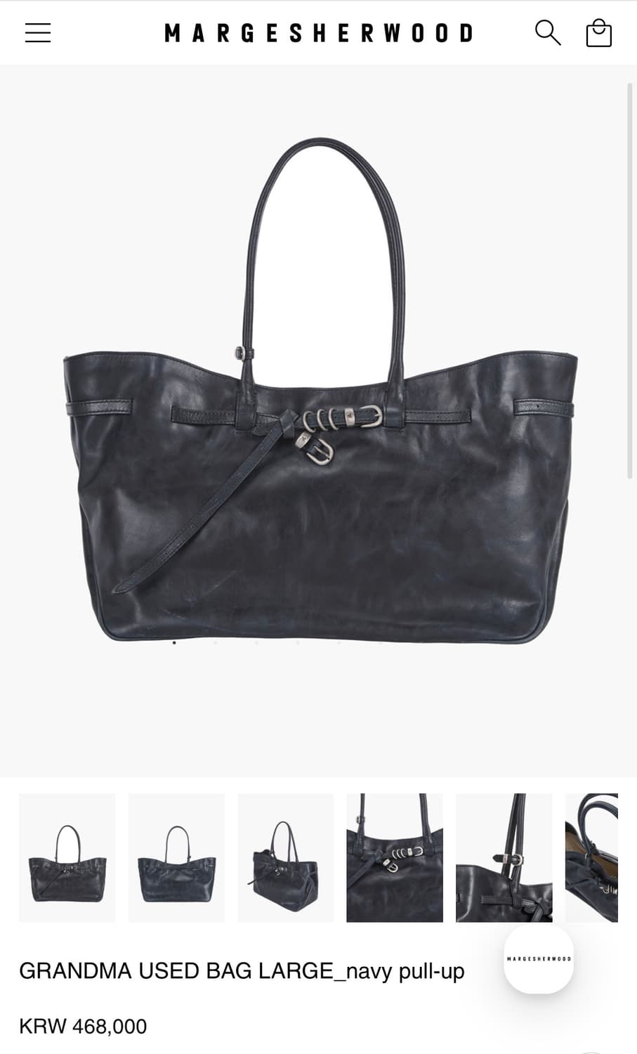 마지셔우드 GRANDMA USED BAG LARGE_navy pull-u 상품이미지1