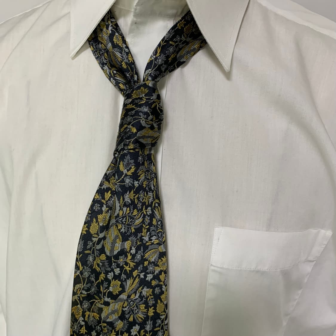 생로랑 앤틱 플라워 패턴 자수 실크 넥타이 빈티지 입생로랑 상품이미지3