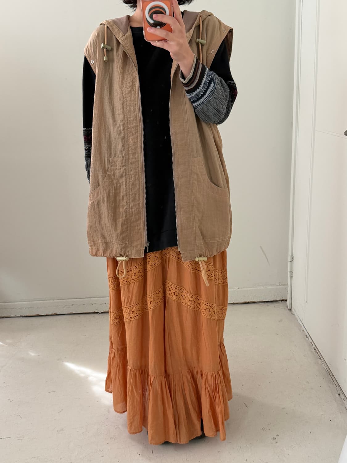 일본빈티지 레이어드 후드 베스트 상품이미지3