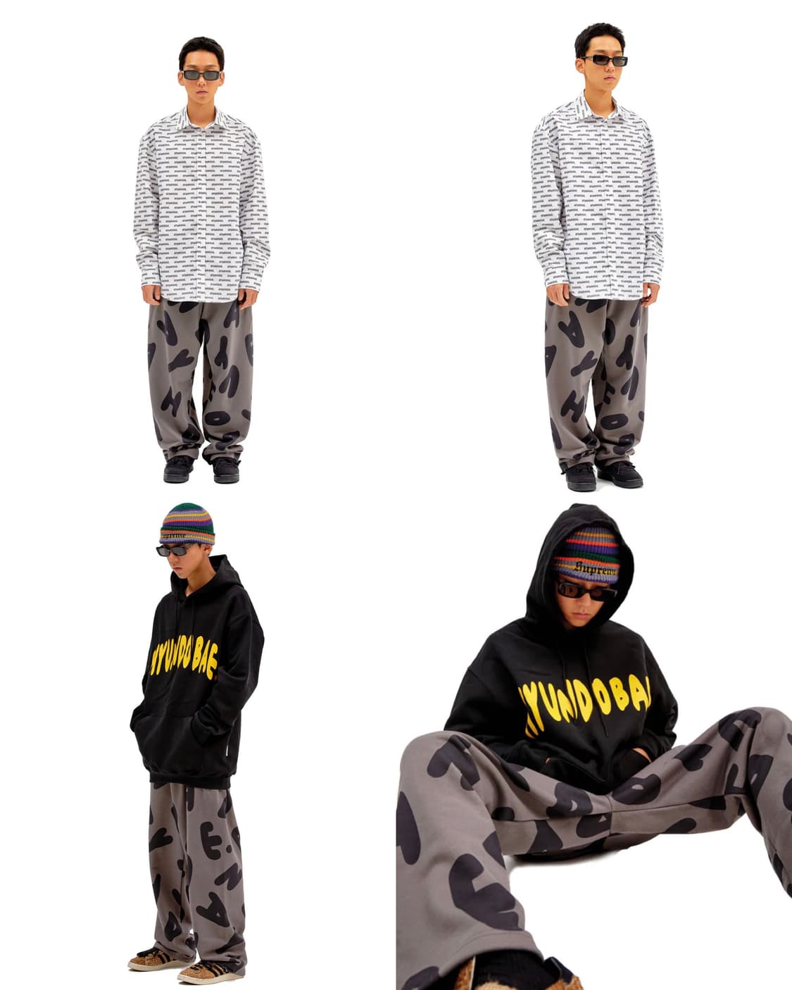 현도배 패턴 스트링 스웨트 팬츠 차콜 그레이 M 상품이미지5