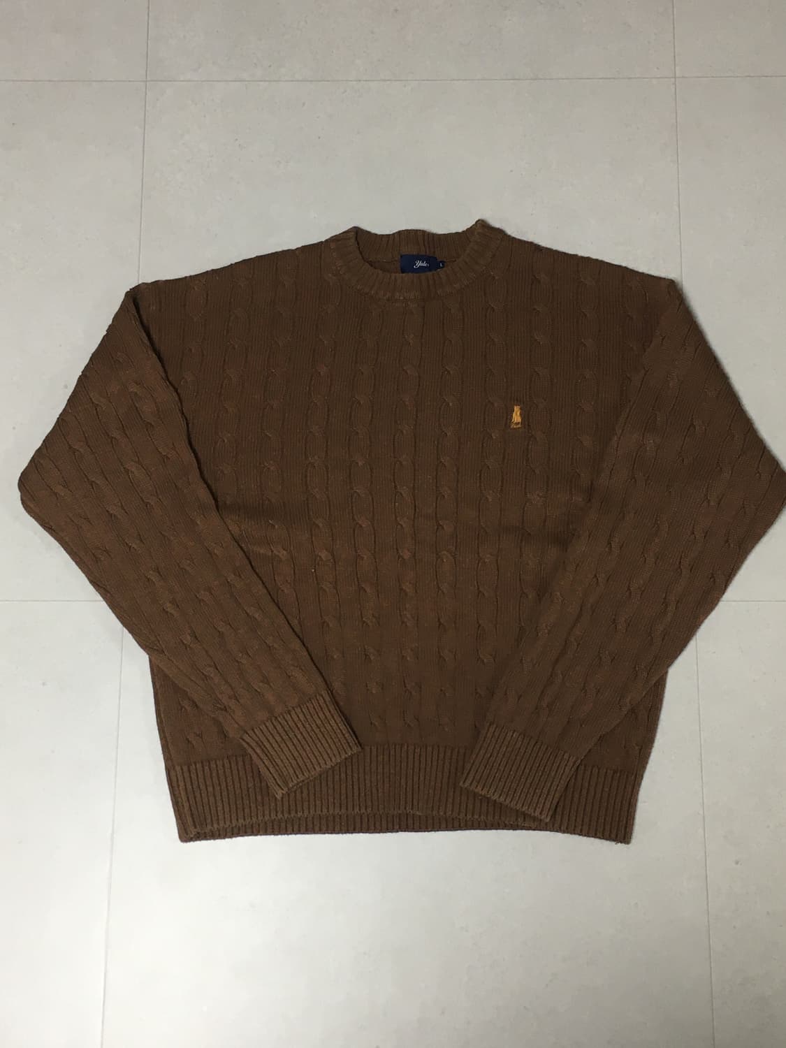 예일(Yale)-케이블 니트 스웨터 브라운(XL) 상품이미지1