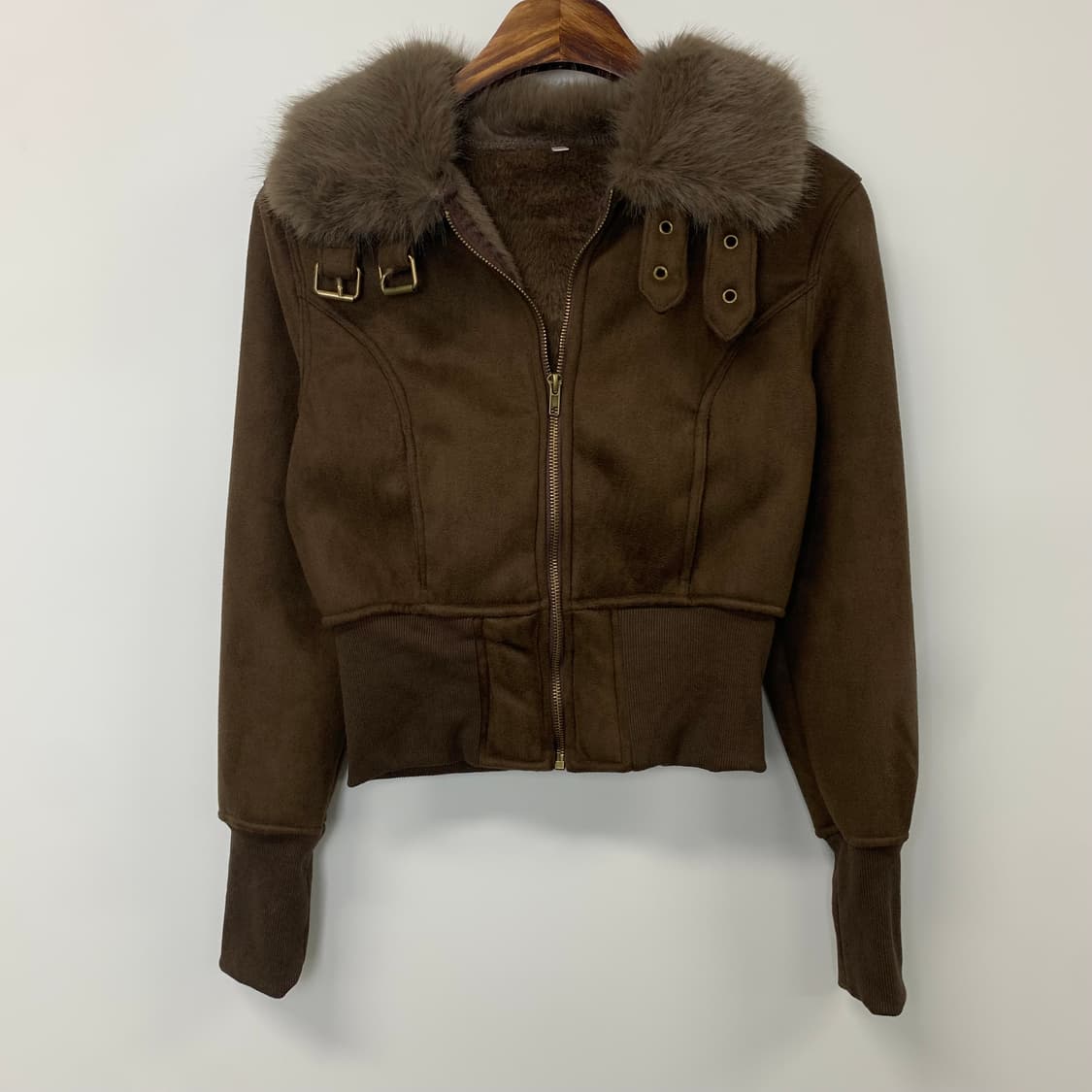 Vintage 빈티지 하이넥카라 슬림핏 퍼 무스탕 자켓 상품이미지3