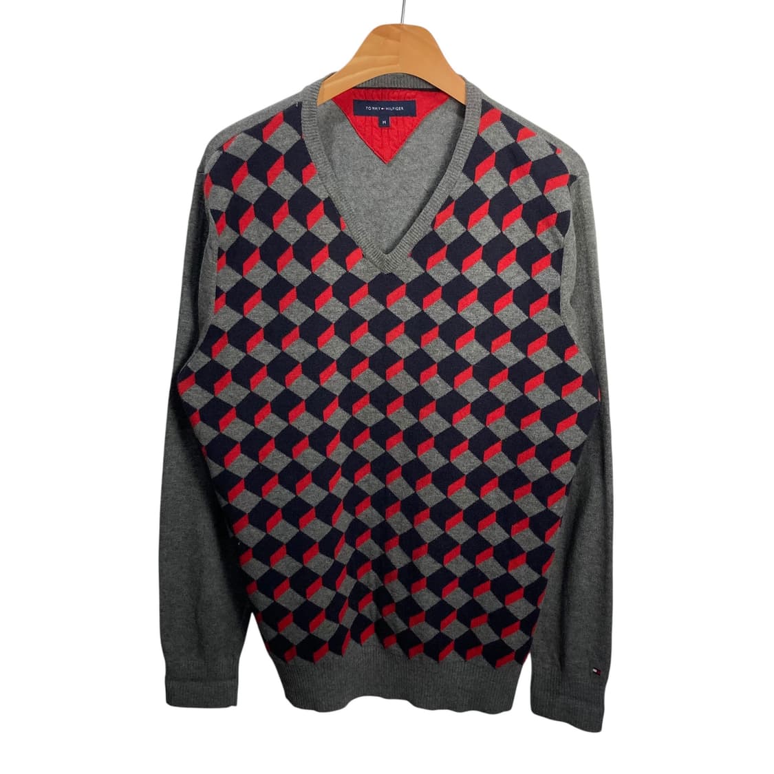 타미힐피거 체크 브이넥 니트 상품이미지2
