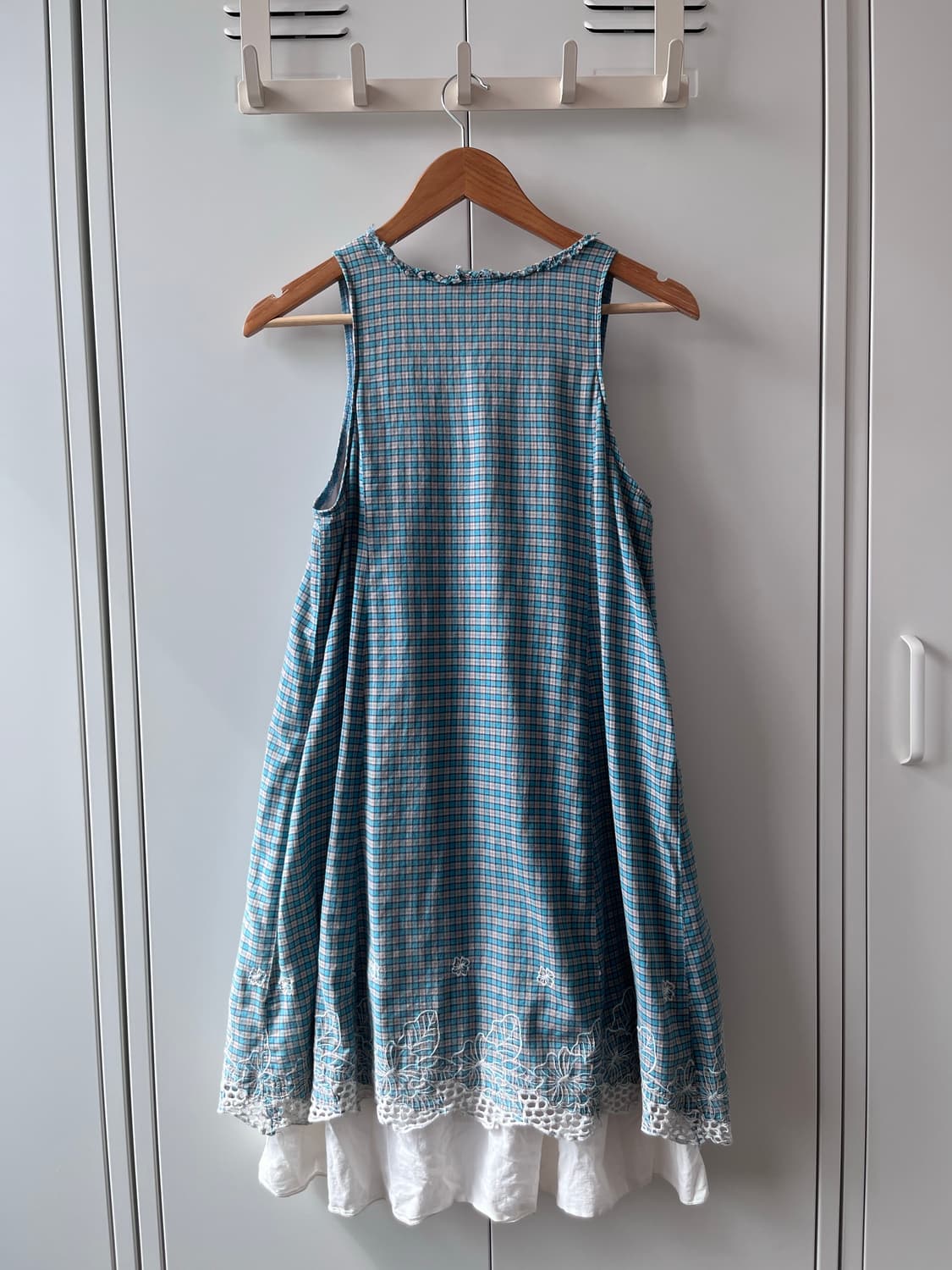 Vintage 체크 레이스 레이어드 나시 원피스 상품이미지7