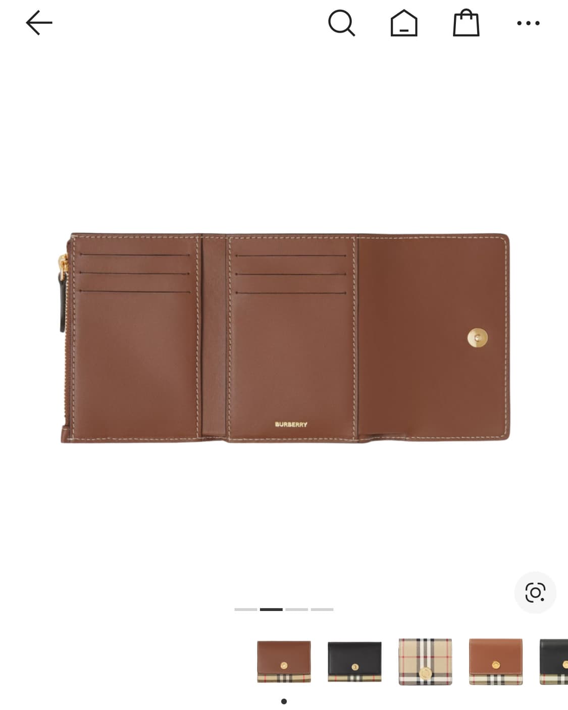 버버리 스몰 빈티지 체크 레더 폴딩 지갑 아카이브 베이지 탄 상품이미지2