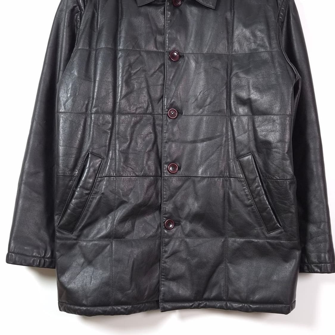 Leather Silk 빈티지 카우하이드 레더 하프 코트 L 상품이미지3