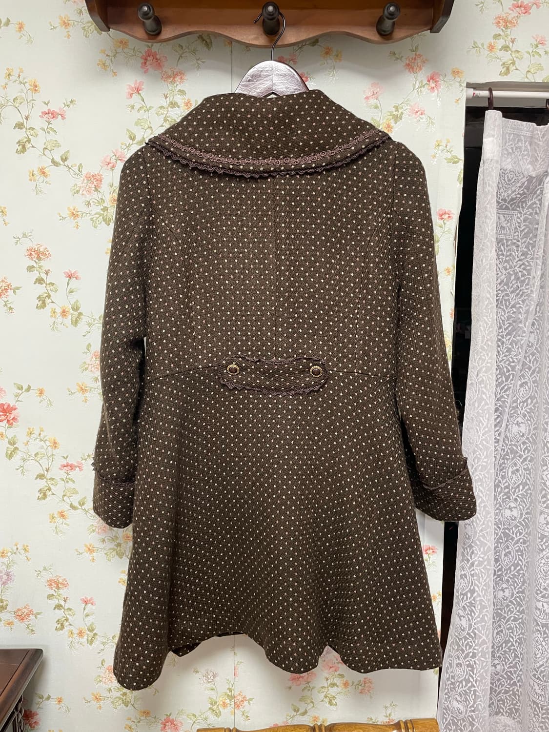 브라운 도트 원피스 코트 상품이미지2