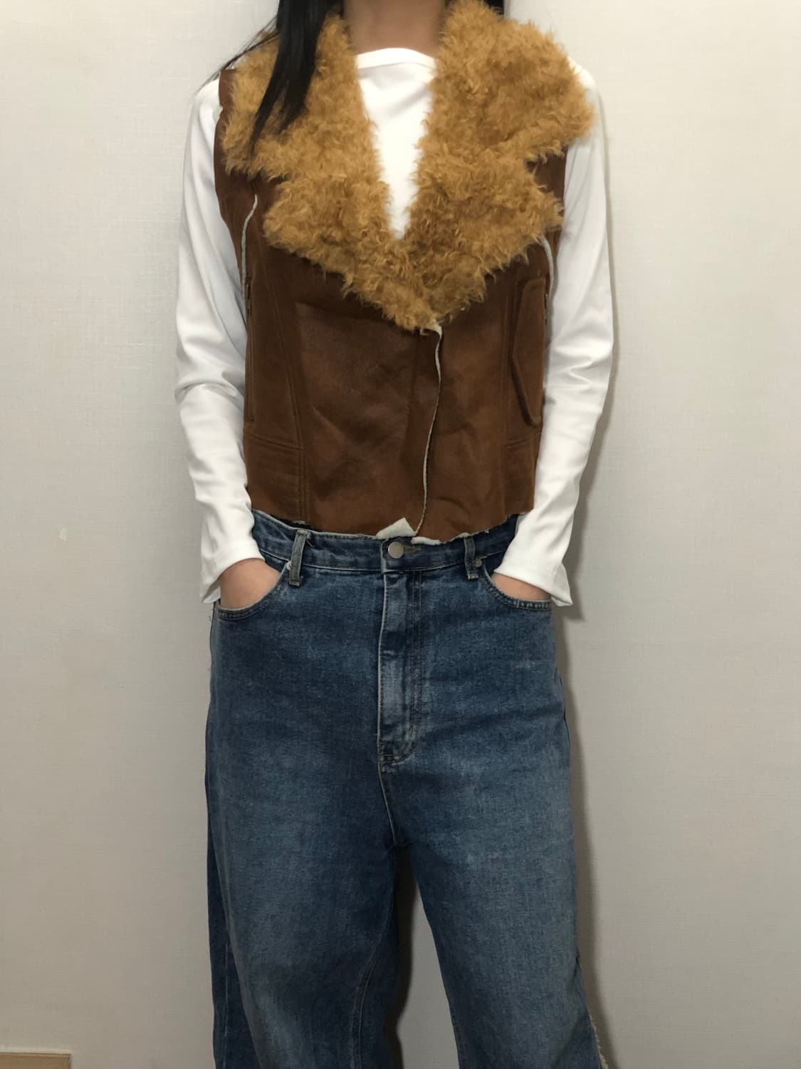 빈티지 브라운 퍼 베스트 상품이미지2