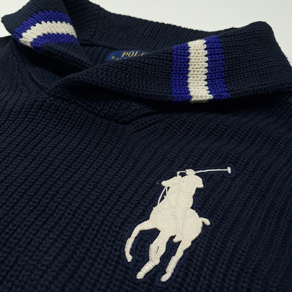 CL061 XL 폴로 코튼 숄카라 니트 상품이미지4