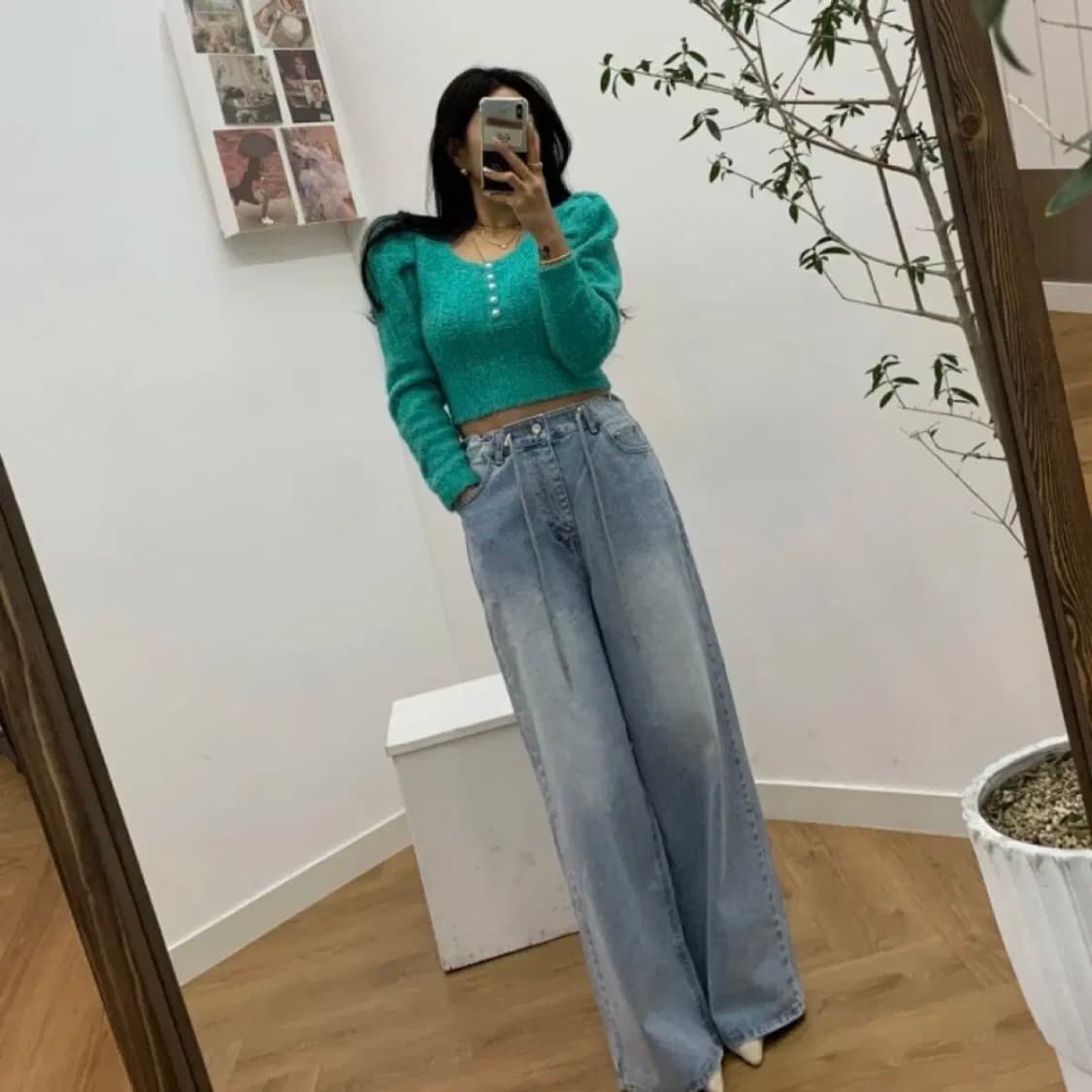 벨201_스트렌 뒷포인트 데님 팬츠 상품이미지1