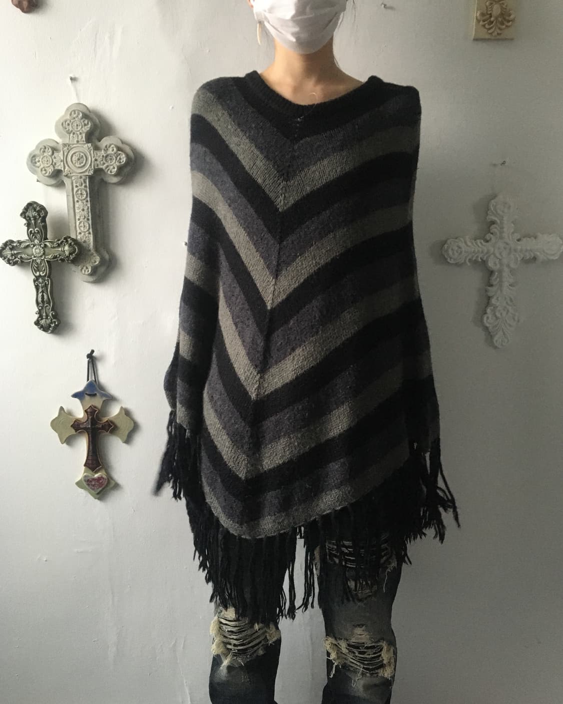 Fringe point pattern cape 상품이미지6