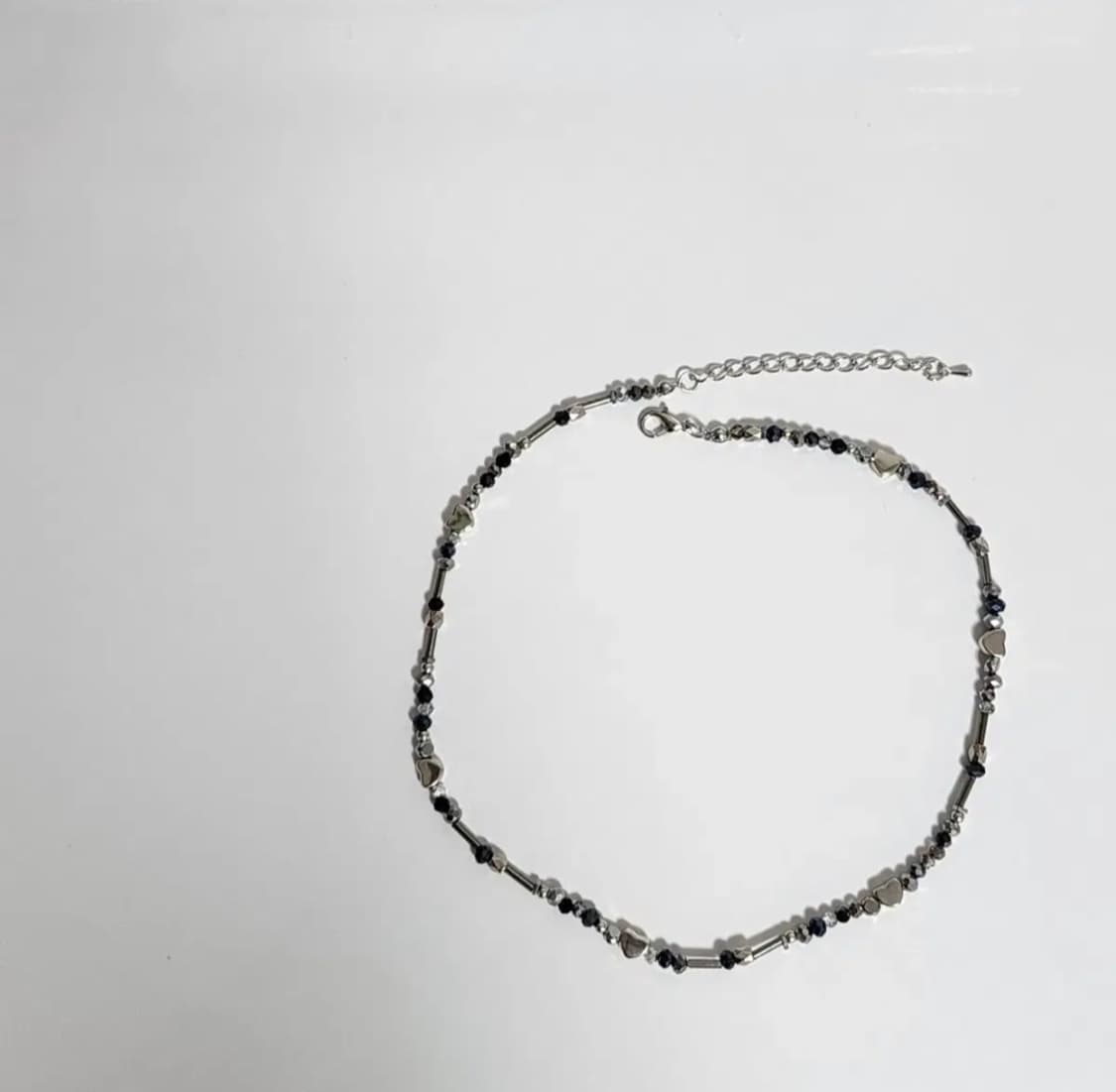 실버 블랙 하트 비즈 목걸이 상품이미지4