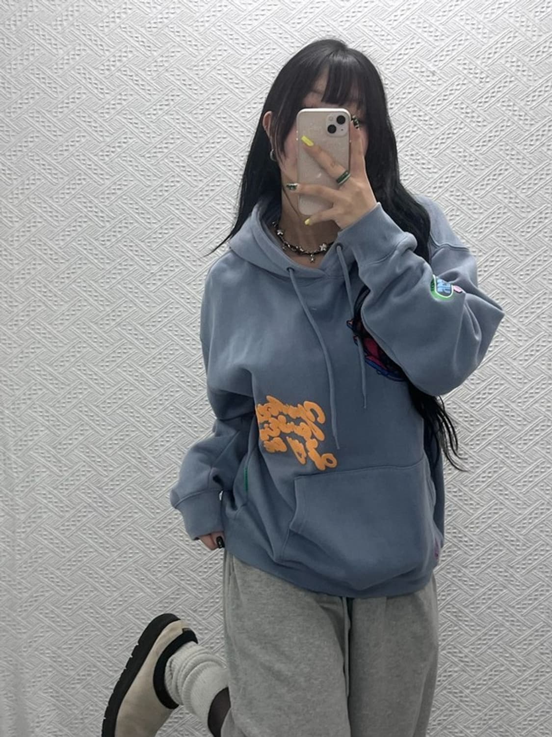 예스아이씨 올드스쿨 유니크 키치프린팅 기모 후드티 L C07536 상품이미지2