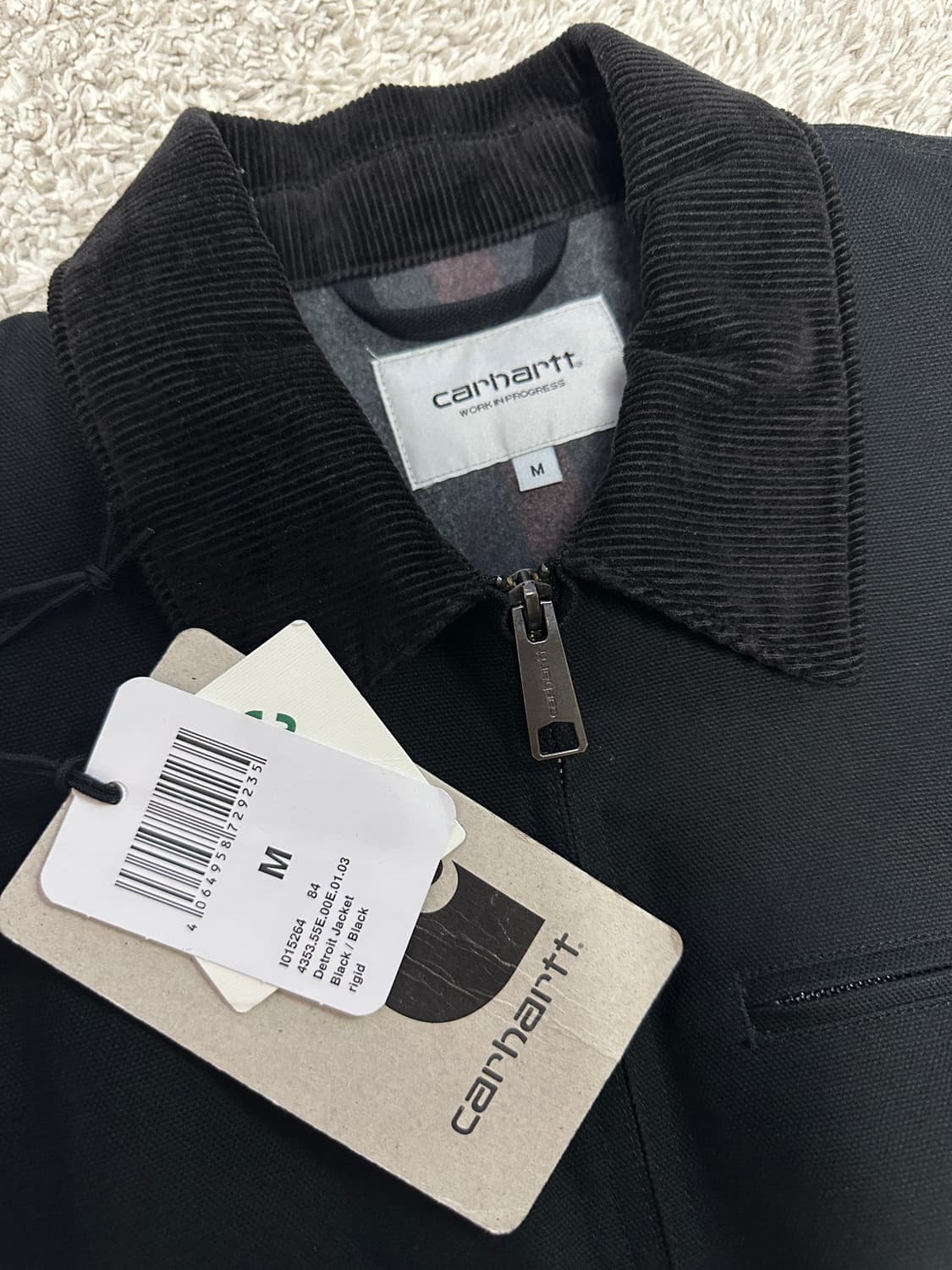 [M] 칼하트 WIP 라인드 디어본 캔버스 디트로이트 자켓 블랙 상품이미지3