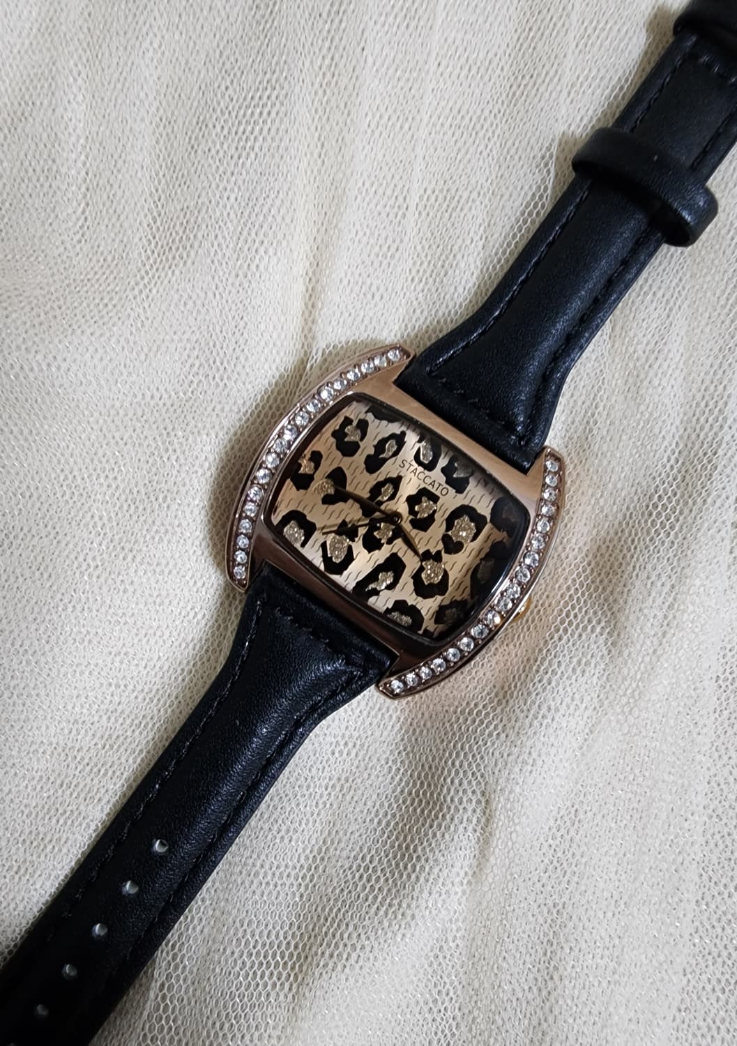 스타카토 레오파드 시계 블랙 가죽 밴드 상품이미지1