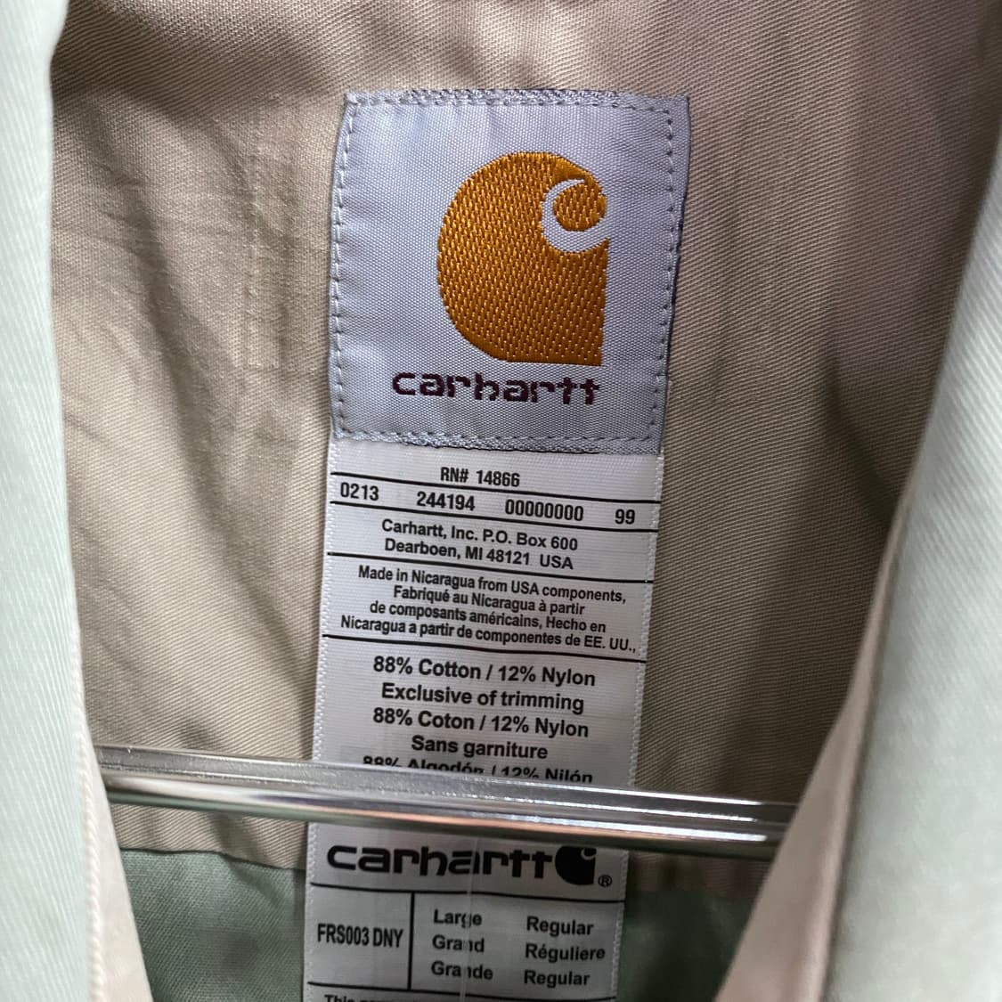 칼하트 포켓로고 애쉬그린 워크 셔츠 B3694 상품이미지4