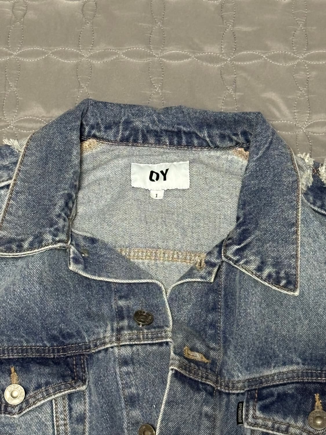 오와이 다이아몬드 커팅 워시드 데님 트러커 자켓 1사이즈 상품이미지4