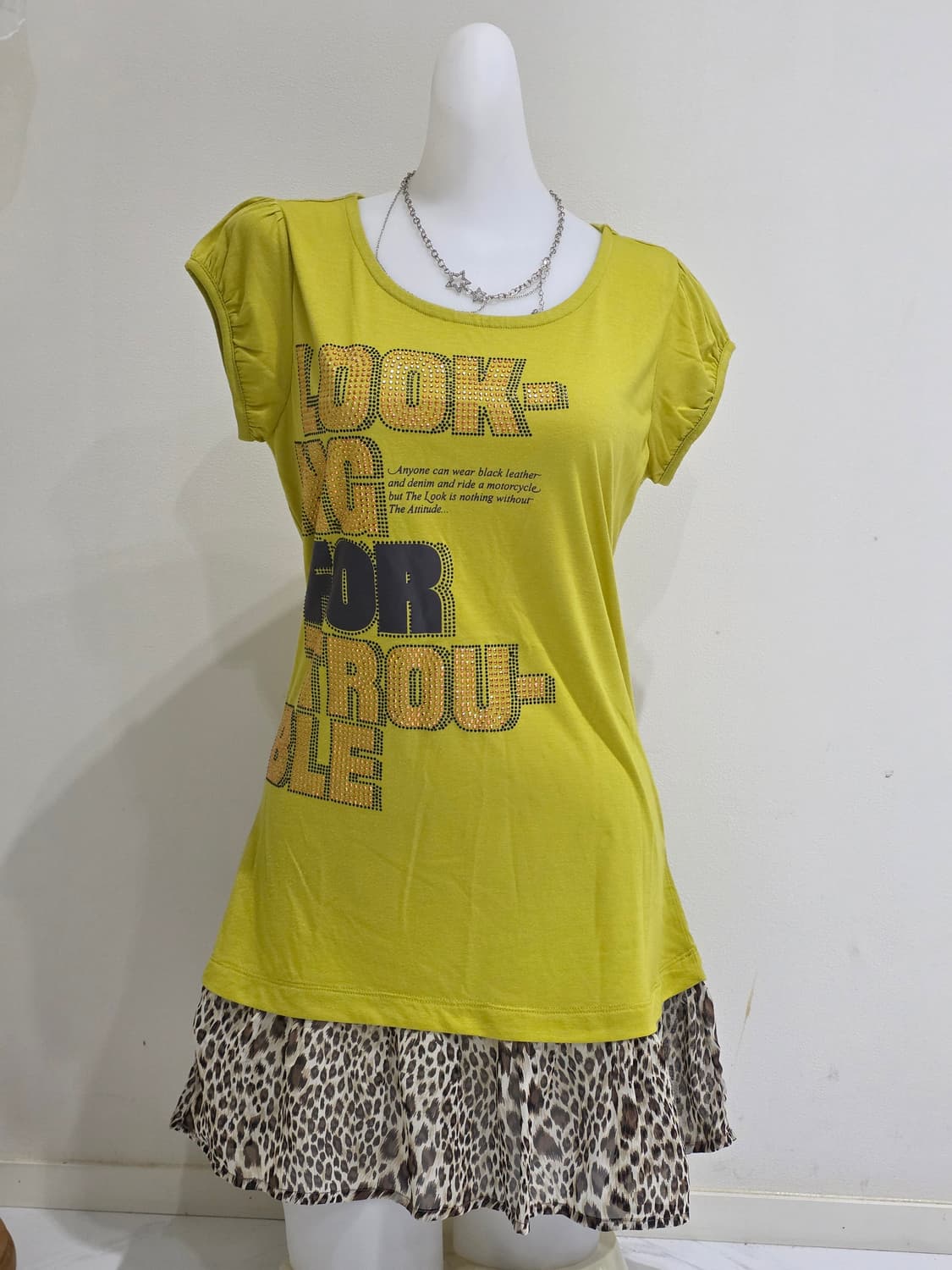 와투케 빈티지 y2k 미국모리걸 레이어드 레오파드 오네갸루 너드 티셔츠 상품이미지2