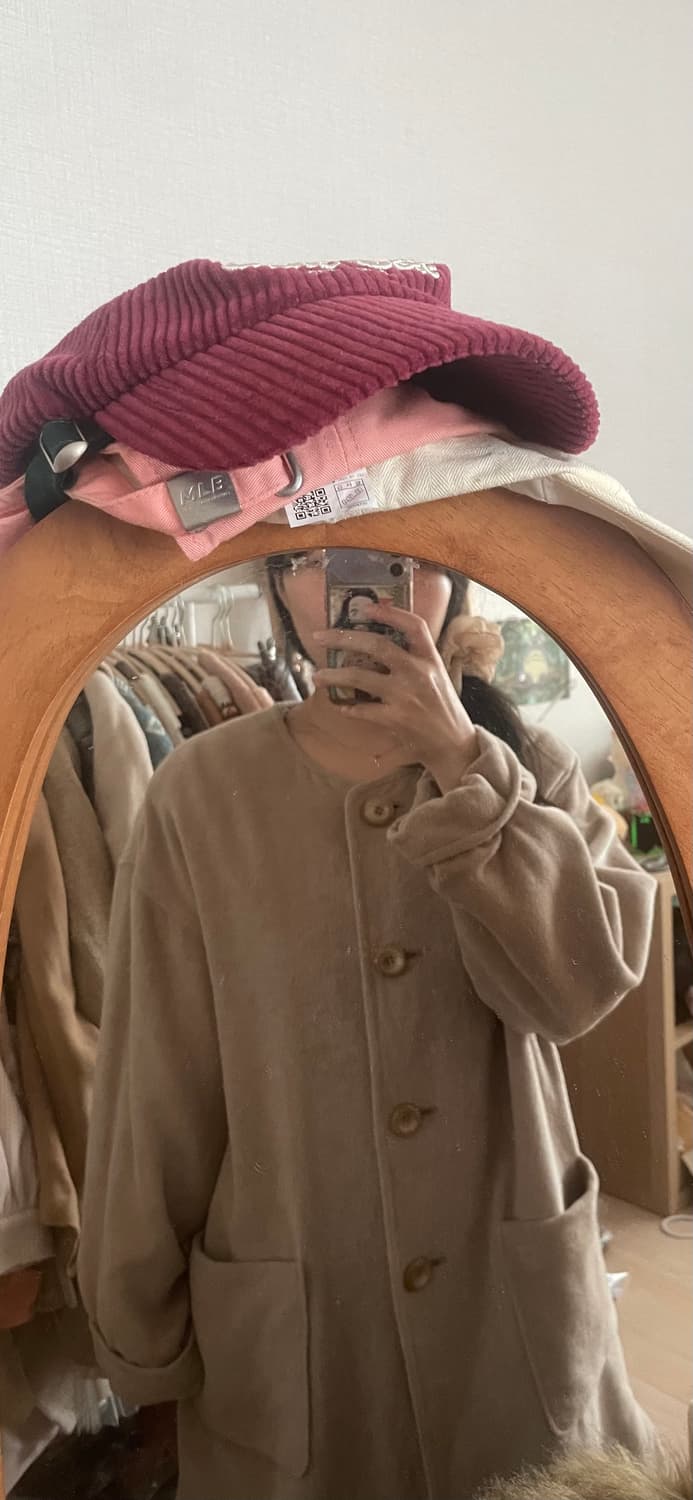 모리걸 빈티지 베이지 울 롱코트  상품이미지5