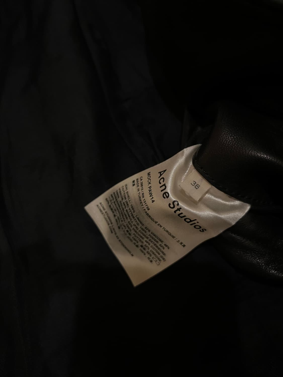 아크네 스튜디오 블랙 가죽 라이더 자켓 38 ACNE 상품이미지7