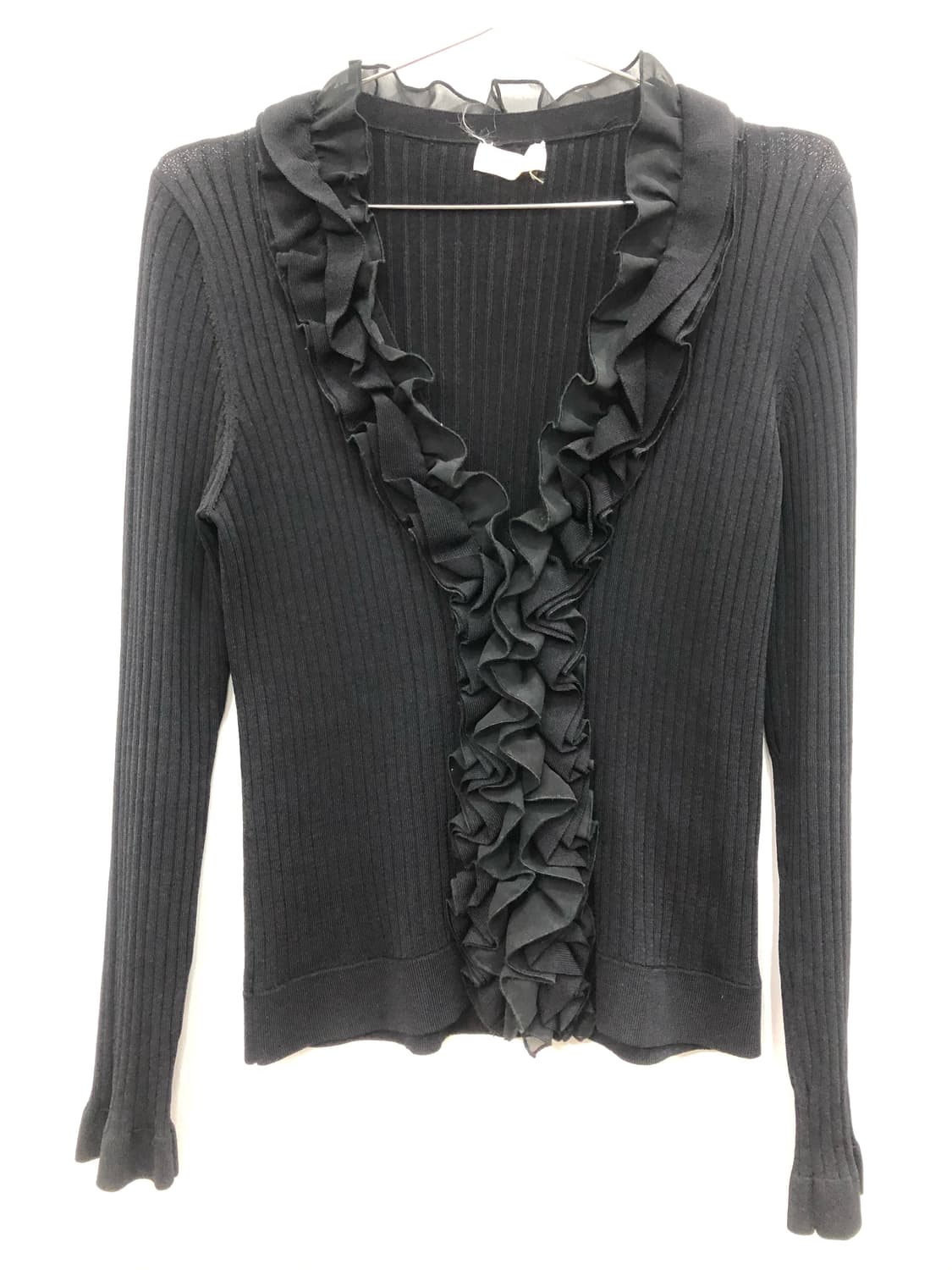 black fairy frill detail ribbed cardigan 상품이미지5