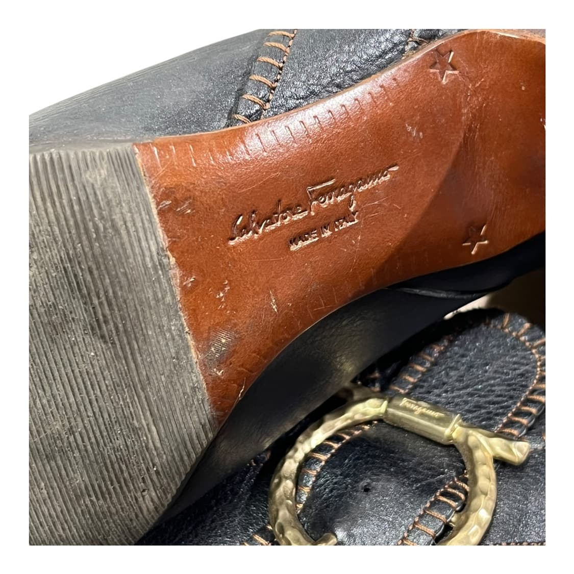 [Salvatore Ferragamo] 페라가모 레더 하이힐 롱부츠 상품이미지5